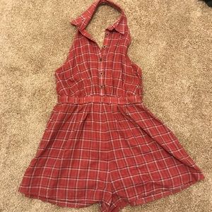 Urban Outfitters Halter Top Plaid Romper